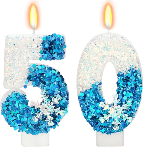 Vista 27 de Velas de cumpleaños con temática de nieve, suministros de fiesta de cumpleaños de invierno, decoración de pastel número 0 de 2.76 pulgadas (número 0)