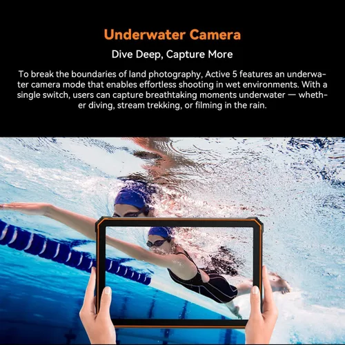 Vista 4 de Blackview Tablet resistente de 9 pulgadas, Android 15 tableta impermeable con Gemini AI, 18GB+128GB TF 2TB, 180Hz, IP68/IP69K, MIL-STD-810H a prueba