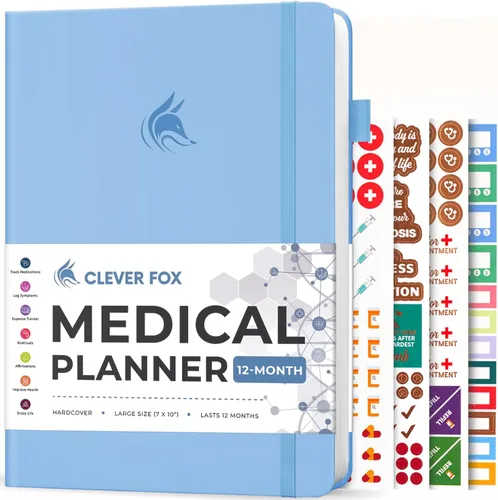 Vista 12 de Clever Fox Agenda médica grande de 12 meses – Cuaderno médico, diario de salud, diario de bienestar para rastrear la salud – 12 meses, 7 x 10.5