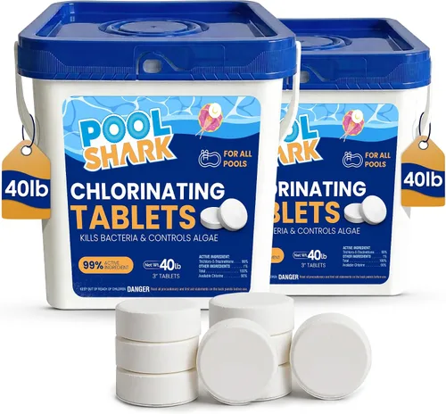 Vista 9 de Tabletas de cloro para piscina Pool Shark - Tabletas de cloro de 3 pulgadas - Tabletas de cloro activo al 90% de disolución lenta - Productos