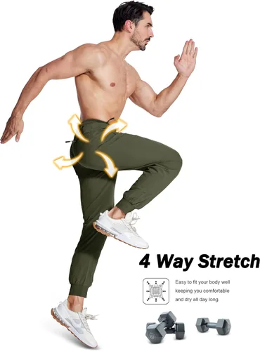 Vista 6 de MAGCOMSEN Pantalones deportivos para hombre con bolsillos con cremallera, pantalones deportivos ligeros para senderismo, correr, entrenamiento