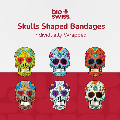 Vista 17 de BioSwiss Vendajes, juego de vendajes autoadhesivos en forma de alienígena de Halloween, sin látex, cuidado de heridas estériles, 24