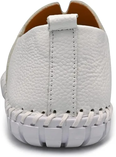 Vista 3 de Mocasines de cuero genuino para hombre, suaves, transpirables, hechos a mano, con costuras a la moda, casuales, ligeros, zapatos de vestir