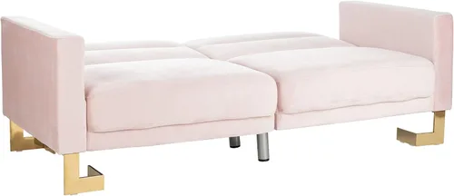 Vista 10 de Safavieh Inicio Tribeca Sofá cama plegable de terciopelo y latón rubor Glam