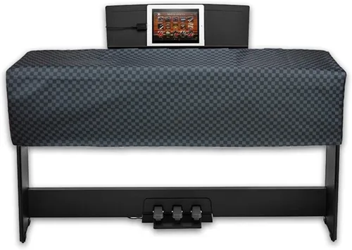 Vista 8 de Funda protectora a prueba de polvo, cubierta antipolvo para teclado de piano, protección de piel sintética, cubierta universal de 88 teclas Negro