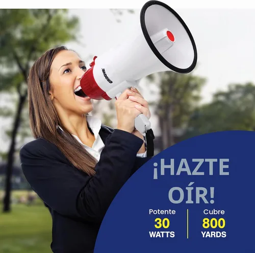 Vista 3 de Croove Portable Megaphone Bullhorn, Loud Speaker with Siren, Volume Control