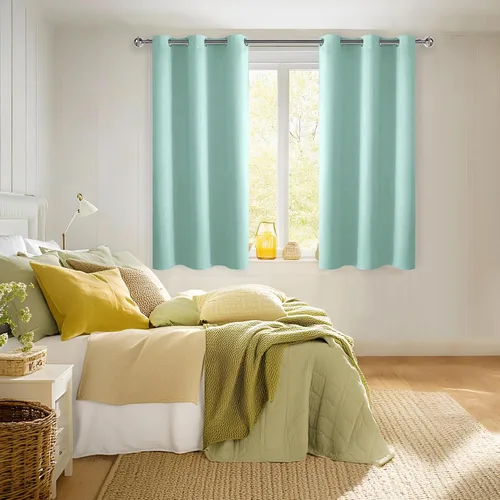 Vista 7 de Hiasan Cortinas opacas cortas para dormitorio, aislamiento térmico y ahorro de energía, para sala de estar, juego de 2 paneles de cortina