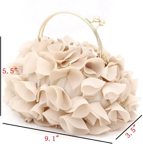Vista 2 de DJBM Bolsos de mano florales para mujer, bolsa de noche de satén para fiesta, graduación, bolso de novia