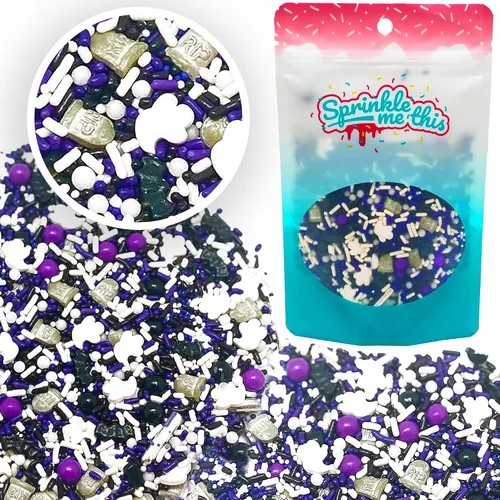 Vista 7 de Delicious & Deadly Graveyard Smash-RIP negro, violeta, morado, blanco, plata, mansión encantada de Halloween, otoño, colorido, chispas de caramelo