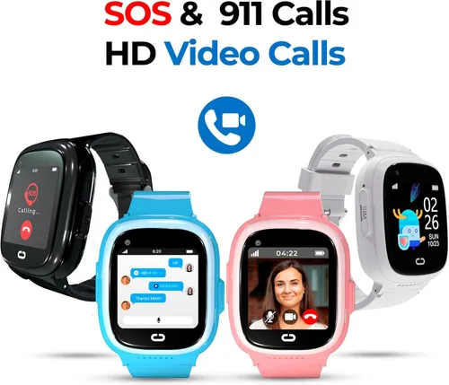 Vista 3 de Reloj para niños con localizador GPS, llamadas bidireccionales, seguimiento en tiempo real y alertas SOS - Reloj inteligente para niños
