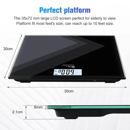 Vista 5 de himaly Báscula digital de peso corporal, báscula de baño recargable tipo C con tecnología Step-On, pantalla de luz trasera, escala de peso digital