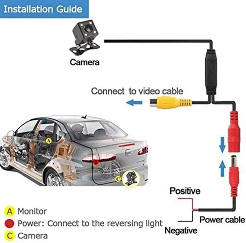 Vista 4 de Cámara de visión trasera impermeable Camecho para vehículo, cámara trasera de visión nocturna con 12 LED, ángulo amplio de 170 grados, cámaras