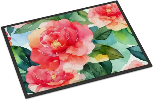 Vista 30 de Caroline's Treasures DAC1621MAT - Felpudo con diseño de camelia en acuarela de 18 x 27 pulgadas, tapete para puerta delantera, para interiores