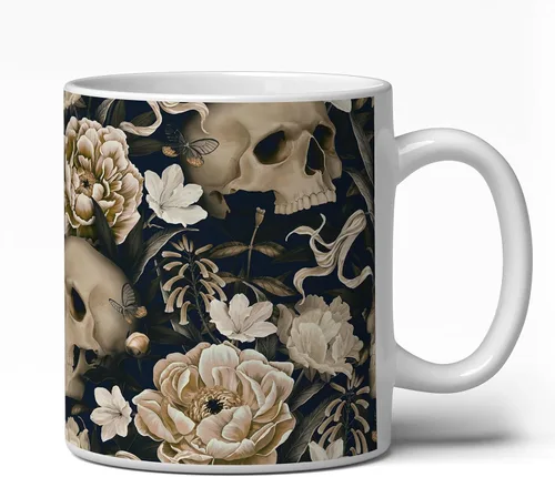 Vista 9 de GotPrint Tazas de calabaza con temática de calavera oscura de Halloween, taza de café de cerámica, regalos de Halloween para mujeres, hombres