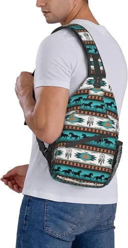 Vista 7 de SUCORONIS Bolso bandolera casual para mujeres y hombres, bolso de pecho cruzado, mochila ligera para viajes, senderismo, mochila, Estampado