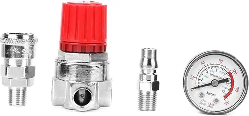 Vista 2 de Regulador de presión del compresor de aire con indicador de dial, válvula de control ajustable de aleación de zinc para accesorios