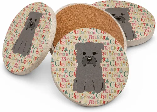 Vista 146 de Abyssinian Sand Terrier Merry Christmas - Posavasos grandes de piedra arenisca (4 unidades)