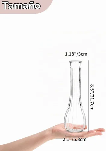 Vista 3 de NUPTIO Glass Bud Vases Centerpiece Bulk, 8.5" Tall, Clear, Set of 3