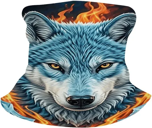 Vista 6 de Wolf Neck Gaiter Breathable & Moisture-Wicking Face Mask Bandana Balaclava Sun Protection Face Cover Scarf Lightweight Seamless Design for Outdoor