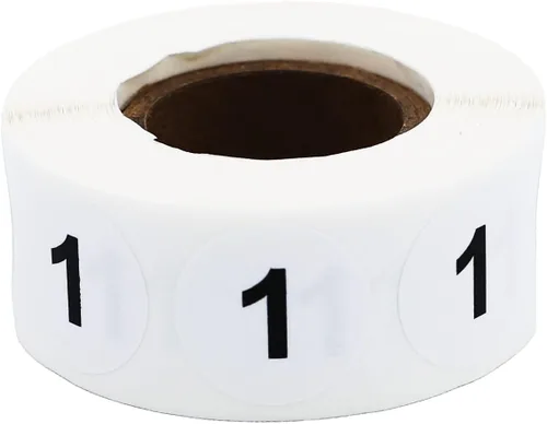Vista 33 de Pegatinas blancas con número 0 de puntos circulares negros, 3/4 pulgadas redondas, 500 etiquetas en un rollo