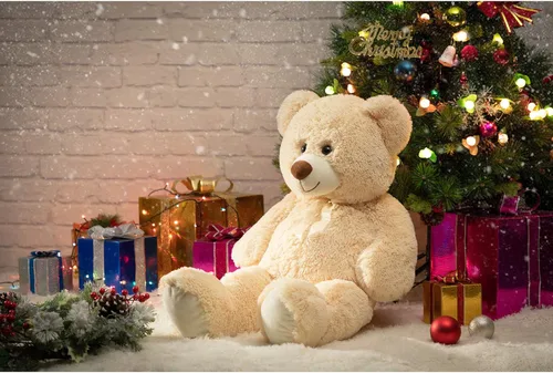 Vista 6 de HollyHOME Oso de peluche grande para cumpleaños y día de San Valentín, peluche para niños y novia, 36 pulgadas, color beige