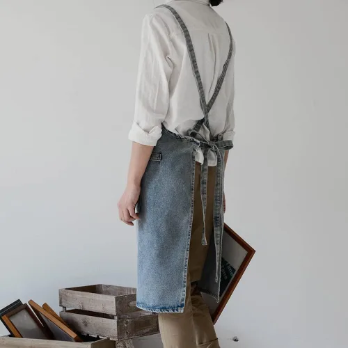 Vista 41 de Jeelow Delantal de cocina de algodón o sarga de algodón para hombres y mujeres, ajustable con bolsillos ajustables