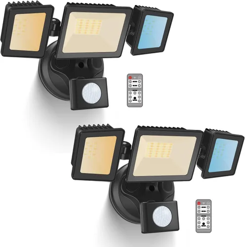 Vista 13 de ALUSSO Luces para exteriores con sensor de movimiento cableadas (no solares), luces de inundación de 40 W 4500 lm para exteriores 120 V, 3 modos