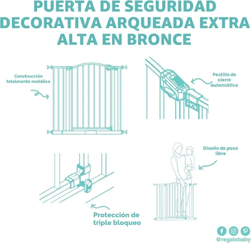 Vista 8 de Regalo Easy Step - Puerta para bebé, decoración arqueada extra alta, incluye kit de extensión de 4 pulgadas, kit de montaje a presión y 4 kit