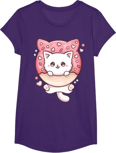 Vista 60 de Camiseta Kawaii Cat Donut Anime Lover Otaku, Negro