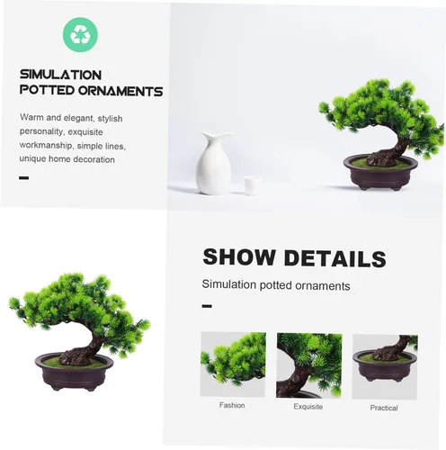 Vista 5 de NOLITOY Decoración de pino en maceta, plantas de plástico para exteriores, decoración de mesa al aire libre, decoración de oficina pequeña, árbol
