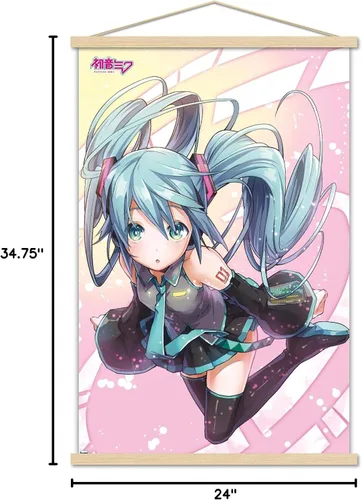 Vista 7 de Trends International Hatsune Miku - Póster de pared con círculos rosados con marco magnético