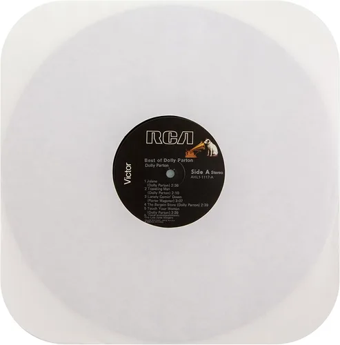 Vista 2 de Fundas interiores de disco de vinilo de 100 LP, papel blanco marfil, esquinas redondeadas, protección de 33 RPM, fundas de disco de 12 pulgadas