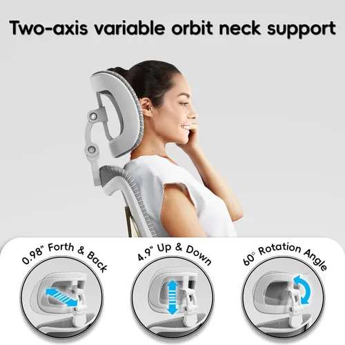 Vista 8 de Ergalithic Silla de Oficina para Casa Ergonómica de Escritorio - Silla de Computadora en Forma de X de Malla con Cuero de PU, Soporte Lumbar Gris