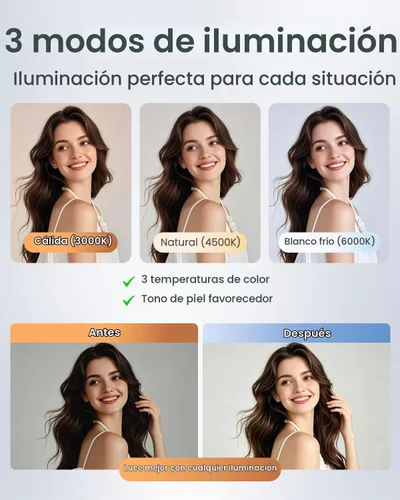 Vista 3 de UBeesize Trípode magnético para selfie stick con luz regulable y control remoto recargable, soporte de trípode portátil de viaje para teléfonos