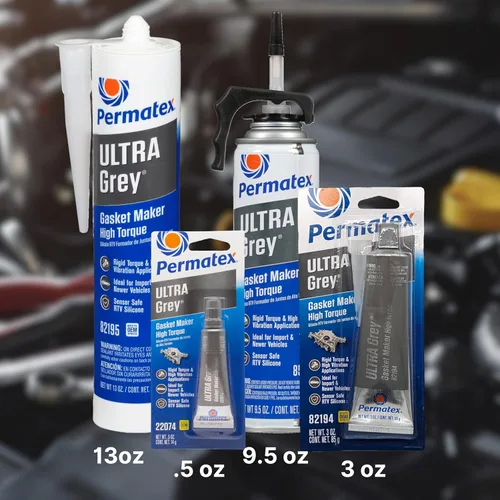 Vista 7 de Permatex 22074 Ultra Grey Rigid High-Torque RTV Fabricante de Juntas de Silicona, Seguro para Sensores y No Corrosivo, Para Aplicaciones de Alto Par