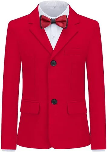 Vista 2 de Trajes de 3 piezas formales para niños, trajes de esmoquin para niños, ajustado, casual, traje de portador de anillos con chaqueta, pantalones