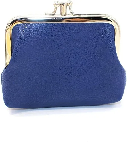 Vista 7 de Monedero de doble capa para mujeres y niñas, de piel sintética, con cierre de beso, mini cartera para llaves, tarjetero, Negro