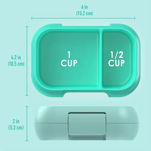 Vista 6 de Bentgo Snack para niños a prueba de fugas de 2 compartimentos estilo bento Aguamarina