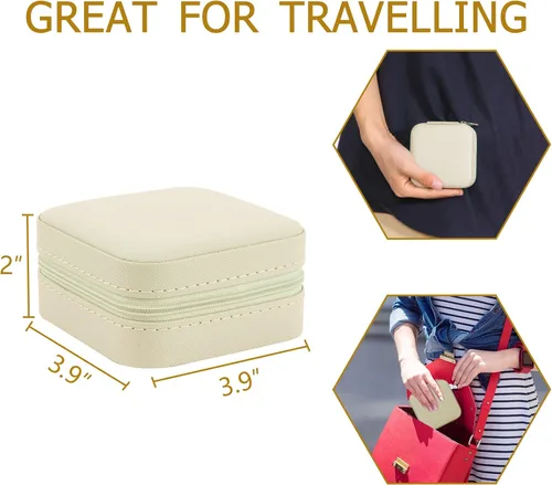 Vista 2 de Joyero pequeño, organizador de joyas de viaje, caja de joyería portátil de viaje, mini almacenamiento portátil, caja de almacenamiento para anillos