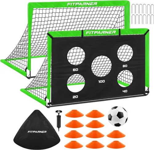 Vista 13 de Portería de fútbol, portería de fútbol para niños en el patio trasero, 2 unidades, redes de fútbol portátiles de 4 x 3/6 x 4 pies con objetivo