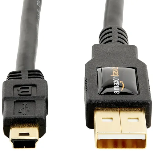 Vista 2 de Amazon Basics Cable USB-A a Mini USB 2.0, velocidad de transferencia de 480 Mbps con enchufes chapados en oro, 3 pies, negro