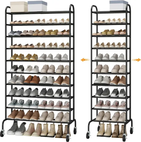 Vista 10 de STO STO Organizador de zapatos expandible, zapatero de metal de 1 nivel para armario, hasta 8 pares de almacenamiento ajustable para entrada