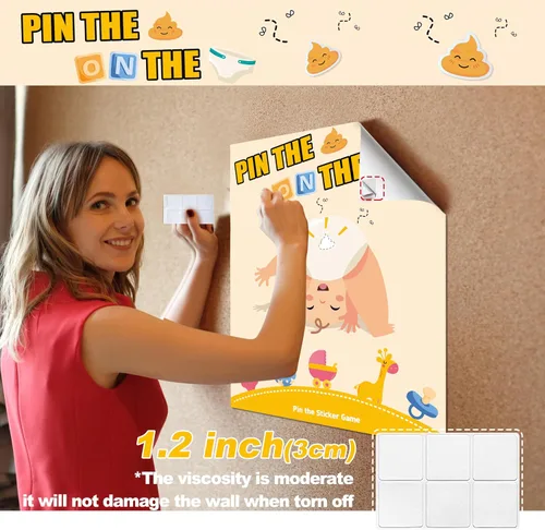Vista 6 de Juegos de baby shower, recuerdos de fiesta, pin the sticker en el pañal, divertidos juegos de baby shower para adultos, decoraciones de baby shower