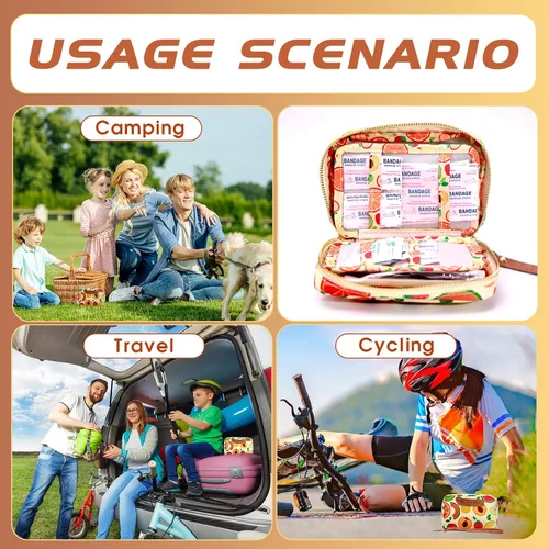 Vista 2 de Kit de primeros auxilios portátil (151 piezas) – Cuidado de emergencia de tamaño de viaje para niños y adultos, hogar, coche, camping y bolsa
