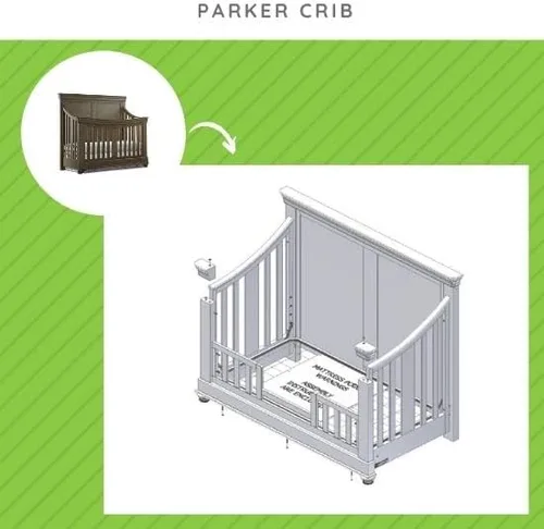 Vista 3 de CC KITS Bassett Baby - Barandilla de seguridad para cunas convertibles Parker Baby - Riel de madera maciza para conversión de cuna convertible a