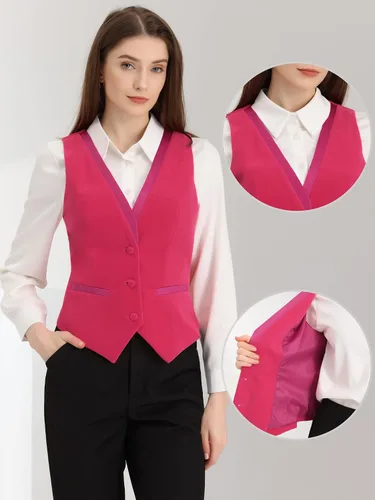 Vista 2 de Allegra K Chaleco retro de terciopelo para mujer, cuello en V, sin mangas, espalda cruzada, chaleco steampunk