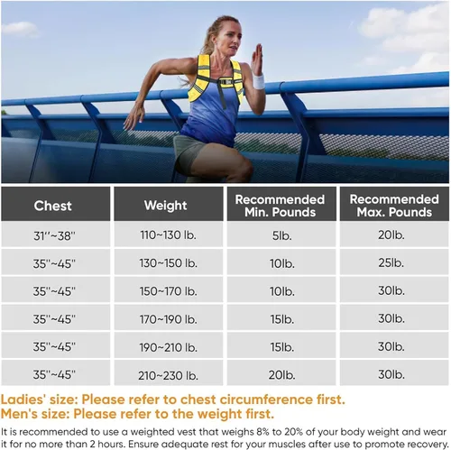 Vista 2 de APEXUP - Chaleco con peso de 5, 10, 15, 20, 25 y 30 libras para hombre y mujer, con rayas reflectantes, equipo para entrenamiento de fuerza y correr
