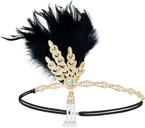 Vista 2 de Conjunto de accesorios de Gatsby de los años 20 para mujer, disfraz de flapper con diadema de los años 20