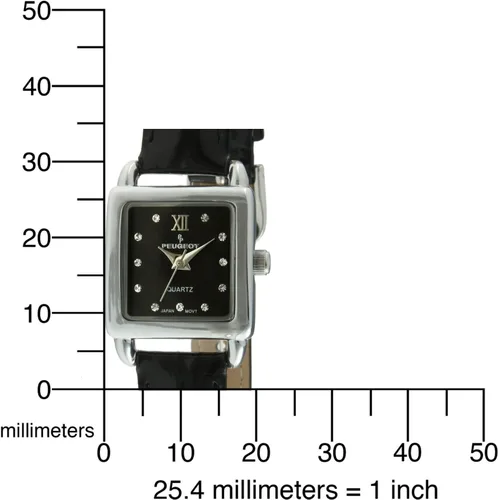 Vista 5 de Peugeot - Reloj cuadrado pequeño con correa de piel auténtica para mujer