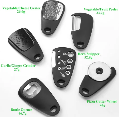 Vista 3 de 2 Pack Kitchen Gadgets Set 12 Pieces, Space Saving Cooking Tools Kitchen Accessories-Garlic Grinder, Cheese Grater, Vegetable Peeler, Pizza Cutter